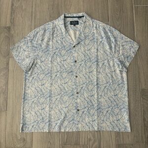 Nat Nast Bamboo Leaf Shirt Mens XXL Silk Short Sleeve Buttoned French Seamed
